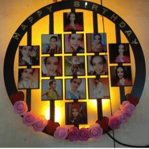 happy birthday mdf wall collage frame with led sku 132
